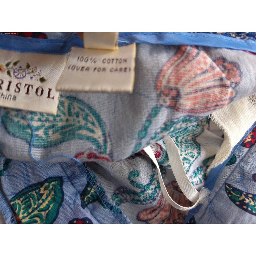 Vintage Susan Bristol Paisley Floral 2pc Set Top Size S Shorts Size 8 Blue - Picture 7 of 9